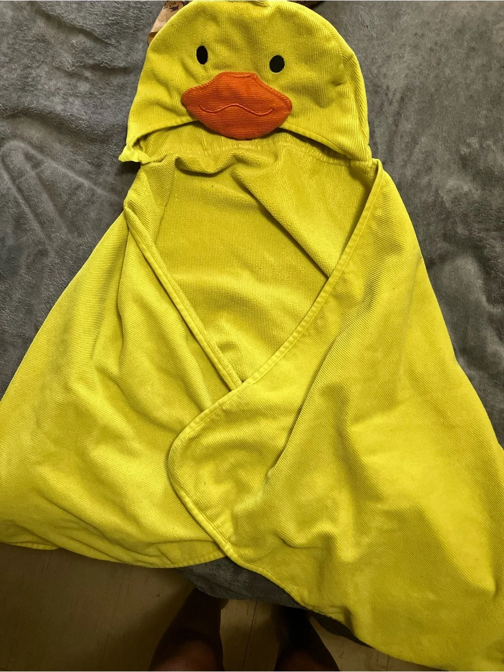 Yellow Duck Hooded Baby Towel Poncho